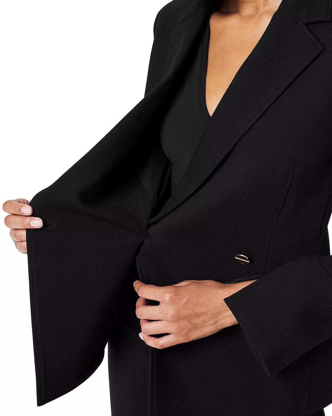 solovedress All Black 2 Piece Casual Notch Lapel Women Suit