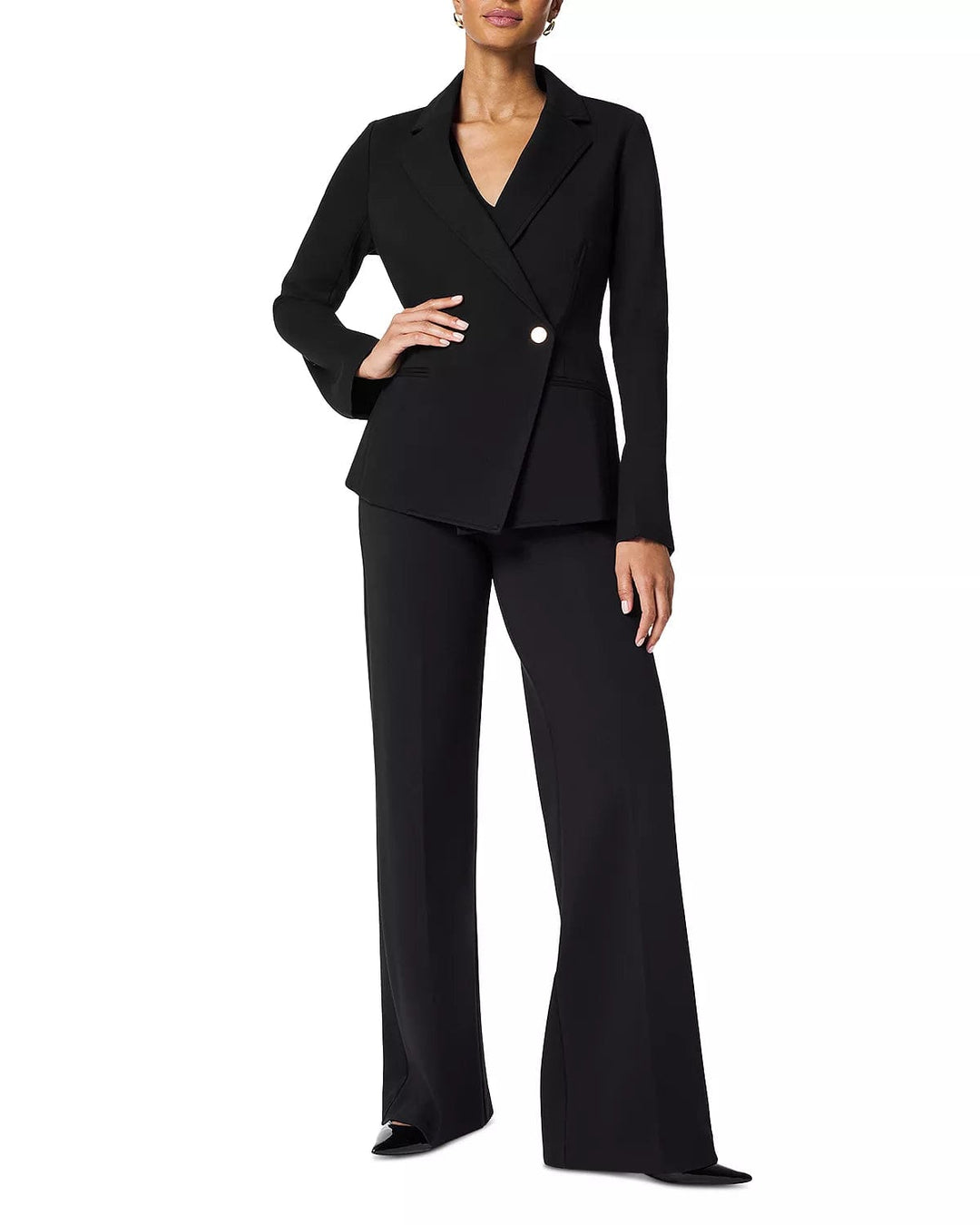 solovedress All Black 2 Piece Casual Notch Lapel Women Suit