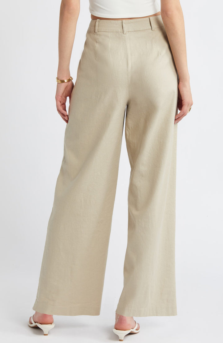 solovedress Beige Linen Casual Women's Pants