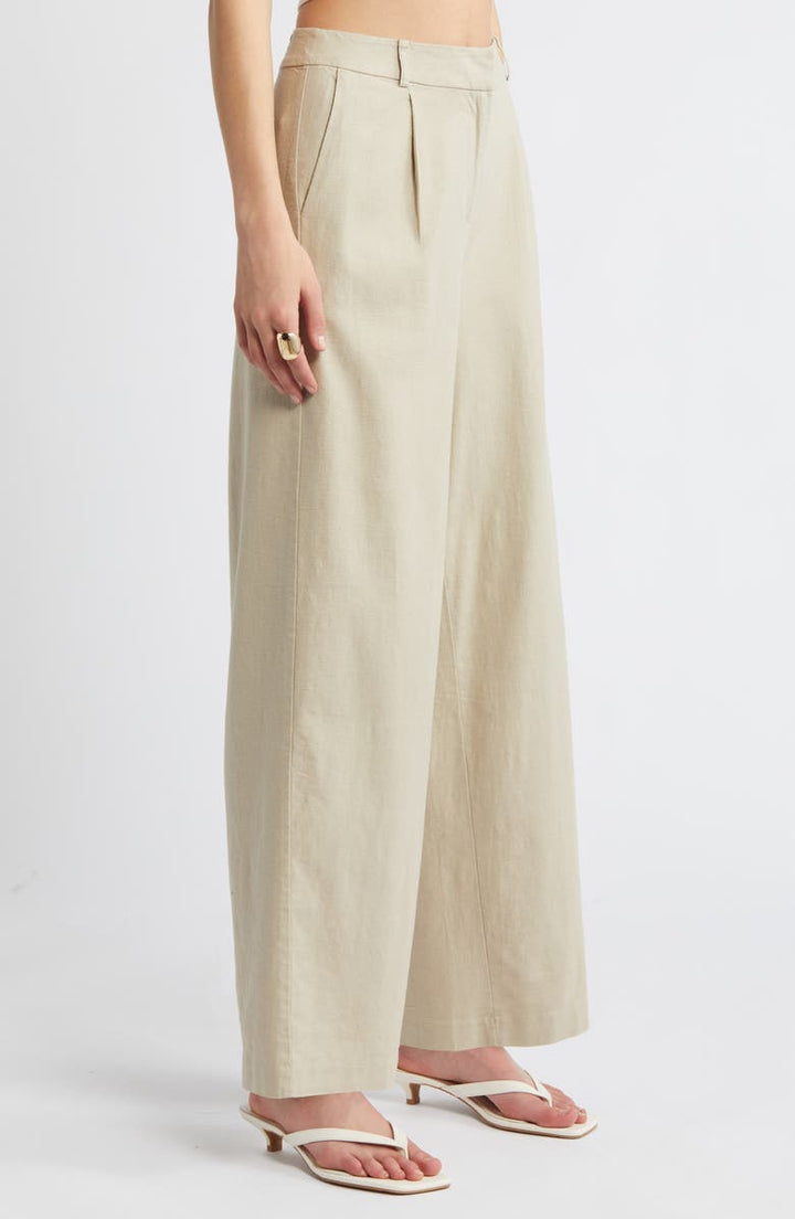 solovedress Beige Linen Casual Women's Pants
