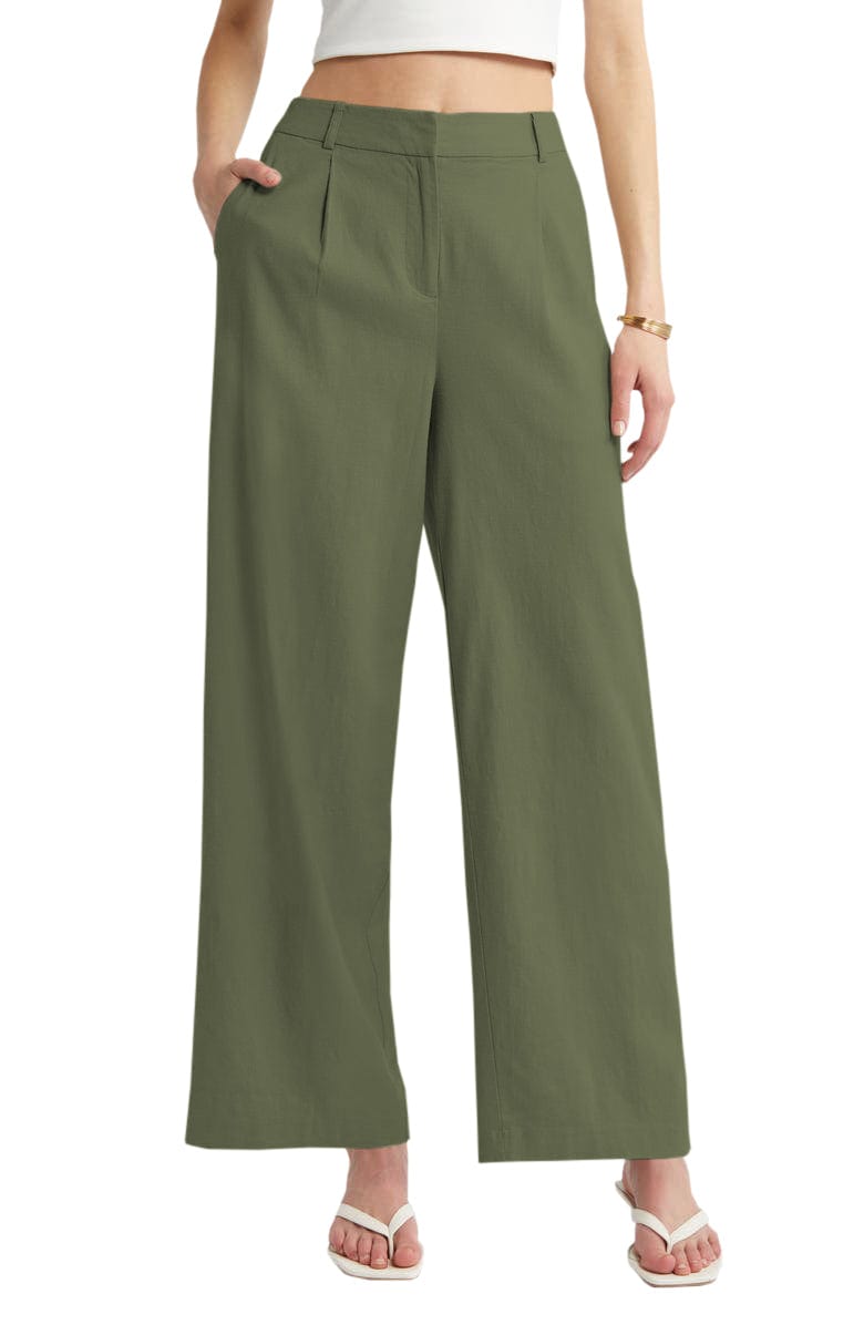 solovedress Beige Linen Casual Women's Pants