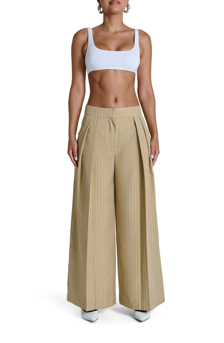solovedress Beige Women Striped Trousers