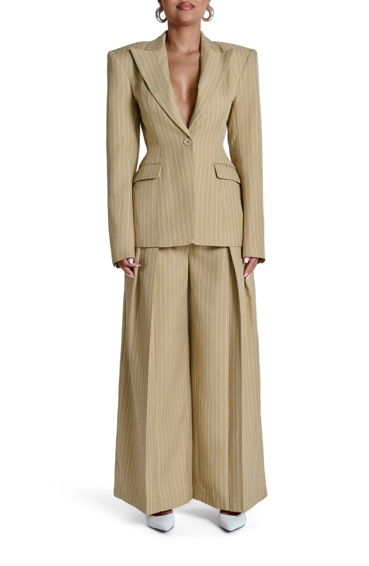 solovedress Beige Women Striped Trousers
