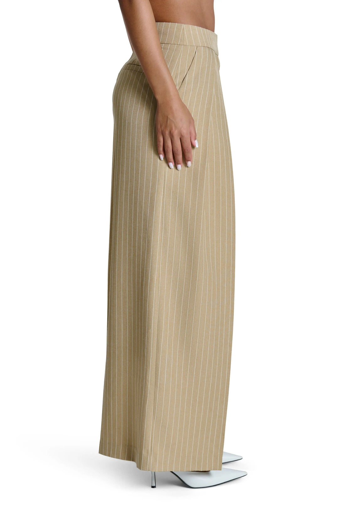 solovedress Beige Women Striped Trousers