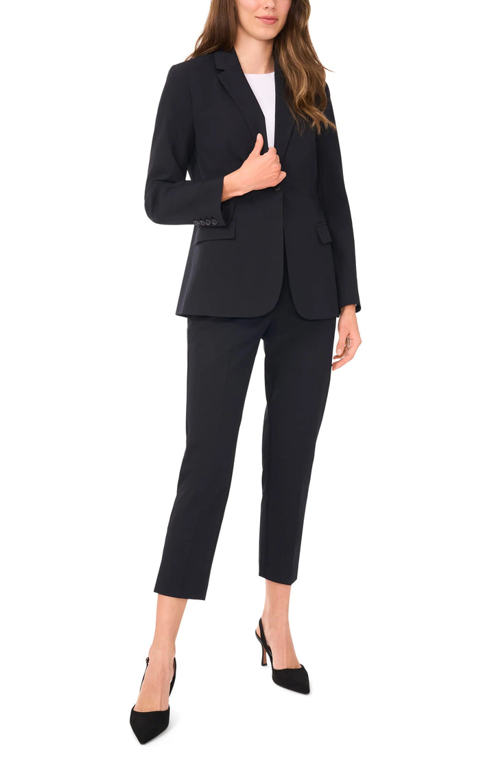 solovedress Black 2 Piece Notch Lapel Single Button Business Women Suit (Blazer+Pants)