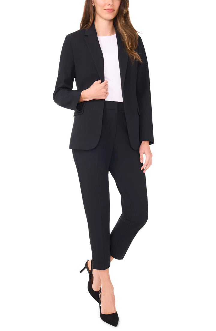 solovedress Black 2 Piece Notch Lapel Single Button Business Women Suit (Blazer+Pants)