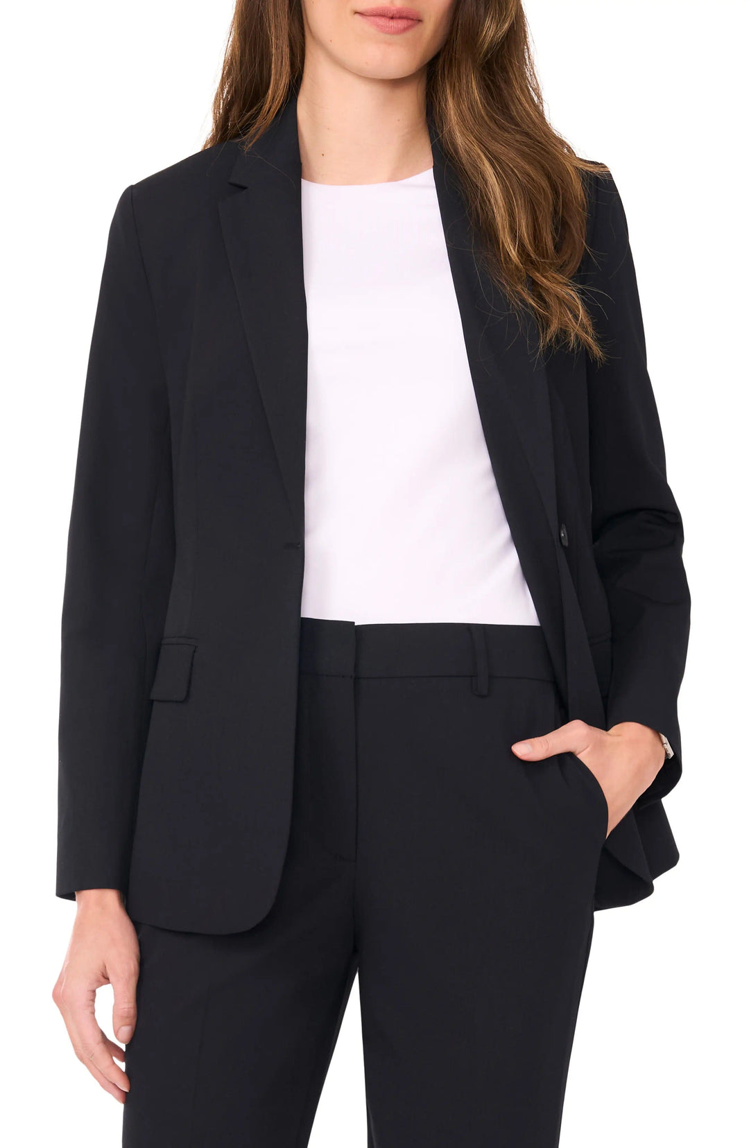 solovedress Black 2 Piece Notch Lapel Single Button Business Women Suit (Blazer+Pants)