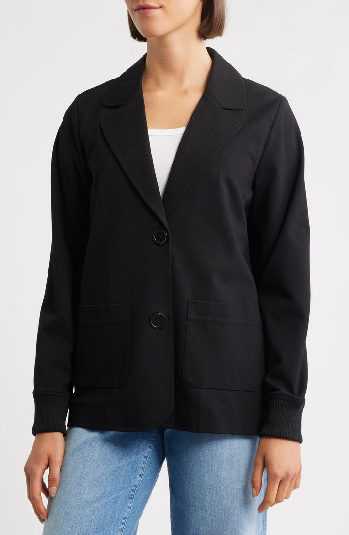 solovedress Black Double Button Casual Women's Blazer