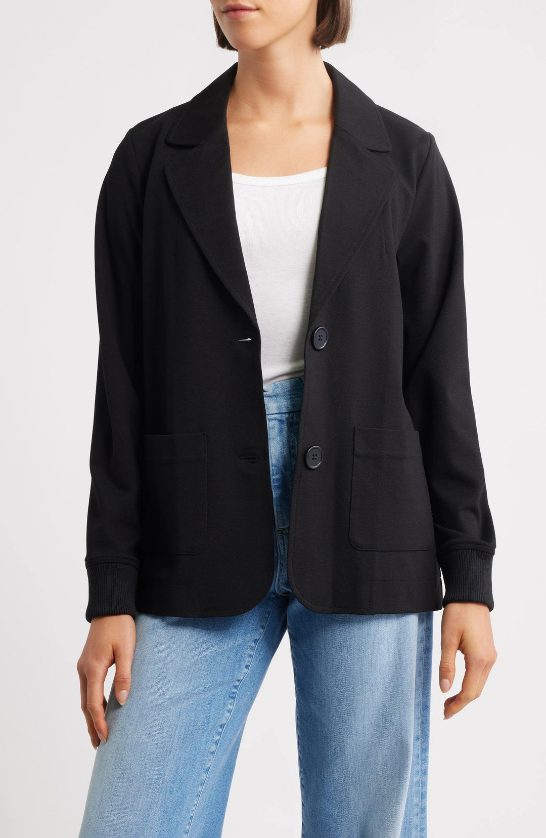 solovedress Black Double Button Casual Women's Blazer