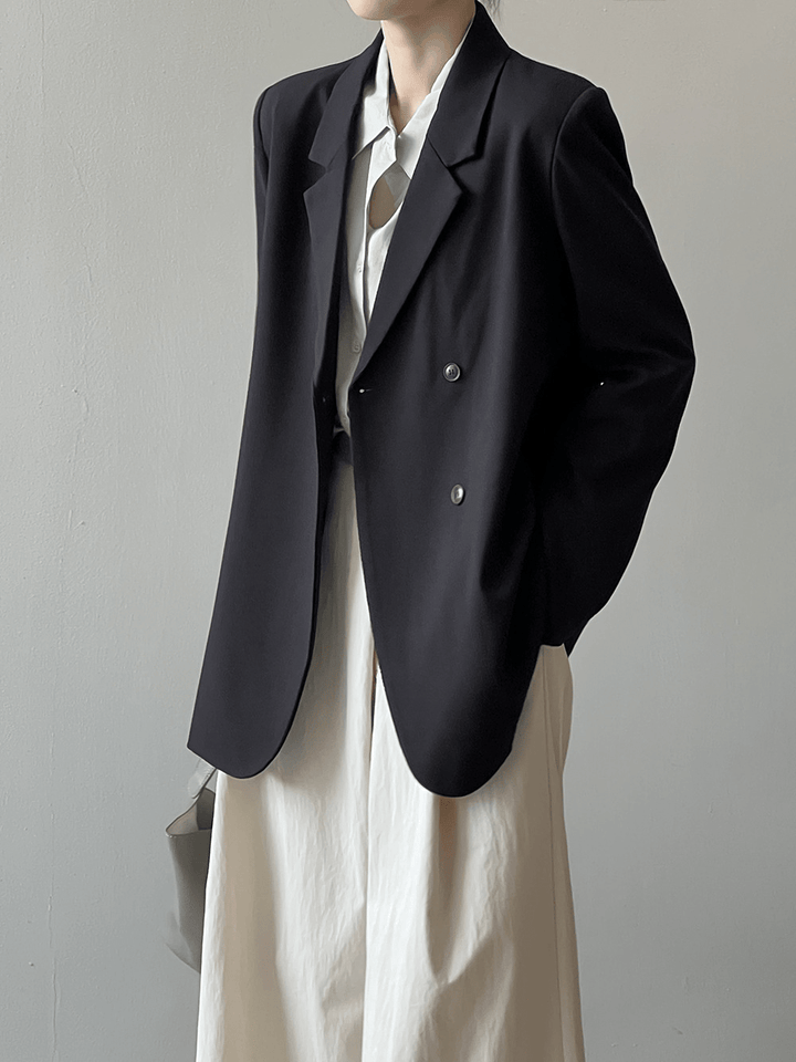 solovedress Black High-Quality Irregular Back Slit Fashionable Casual Women's Blazer