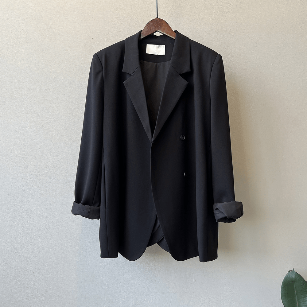 solovedress Black High-Quality Irregular Back Slit Fashionable Casual Women's Blazer