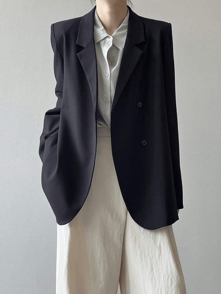 solovedress Black High-Quality Irregular Back Slit Fashionable Casual Women's Blazer