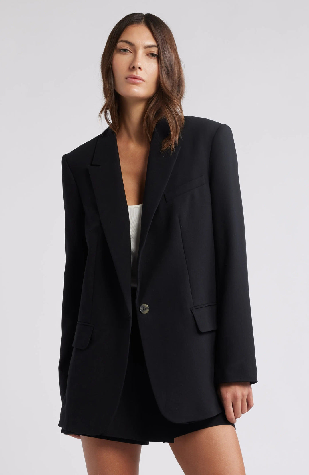 solovedress Black Single Button Business Casual Women Blazer