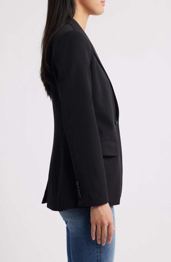 solovedress Black Single Button Casual Women Blazer