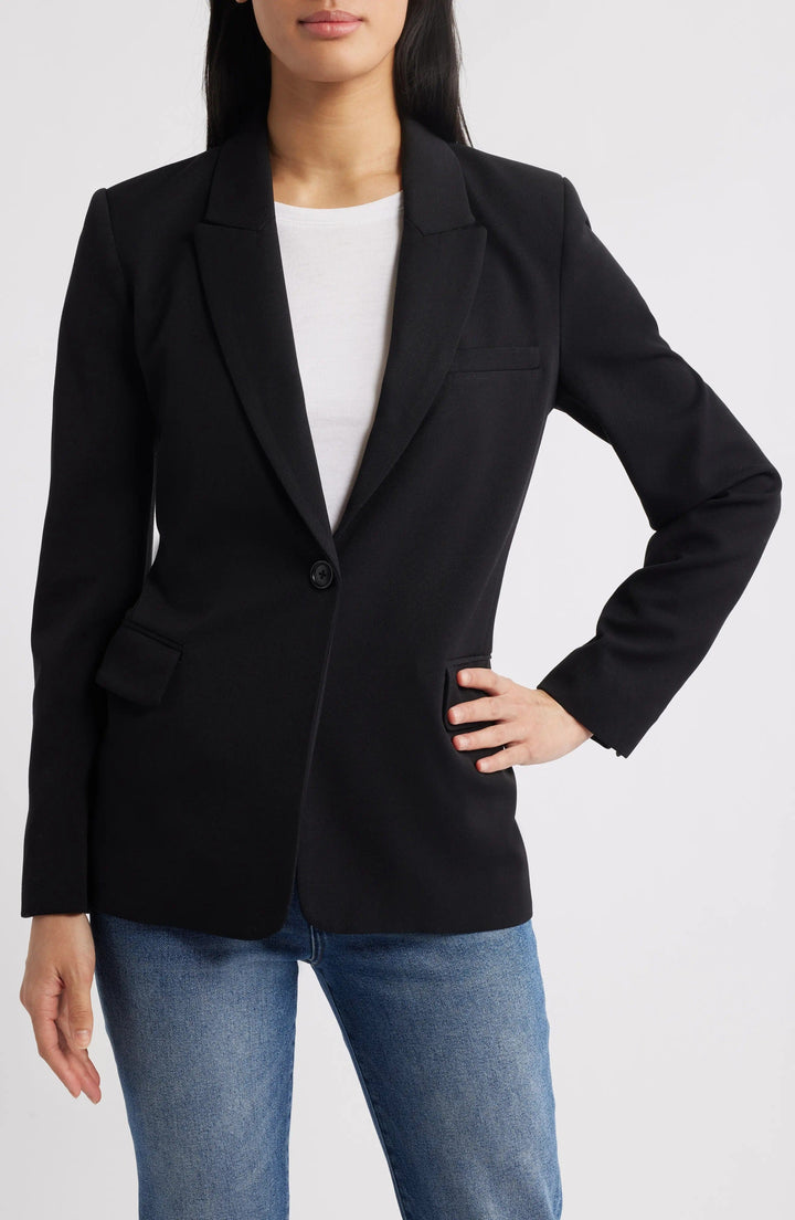 solovedress Black Single Button Casual Women Blazer
