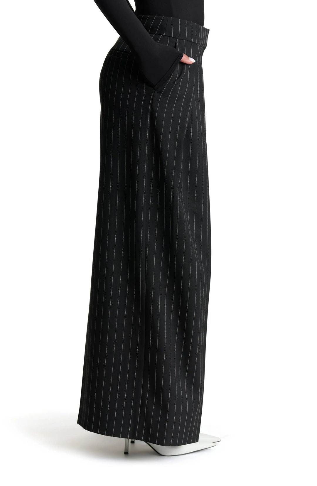 solovedress Black Women Striped Trousers