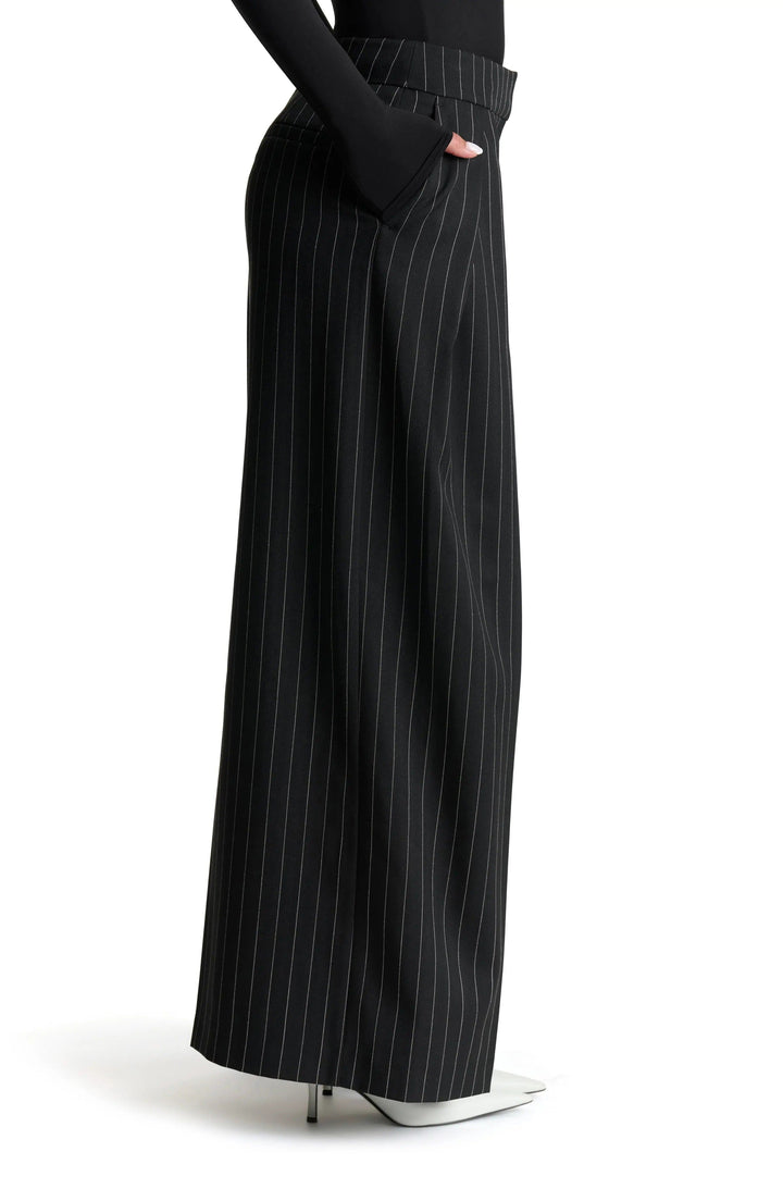 solovedress Black Women Striped Trousers
