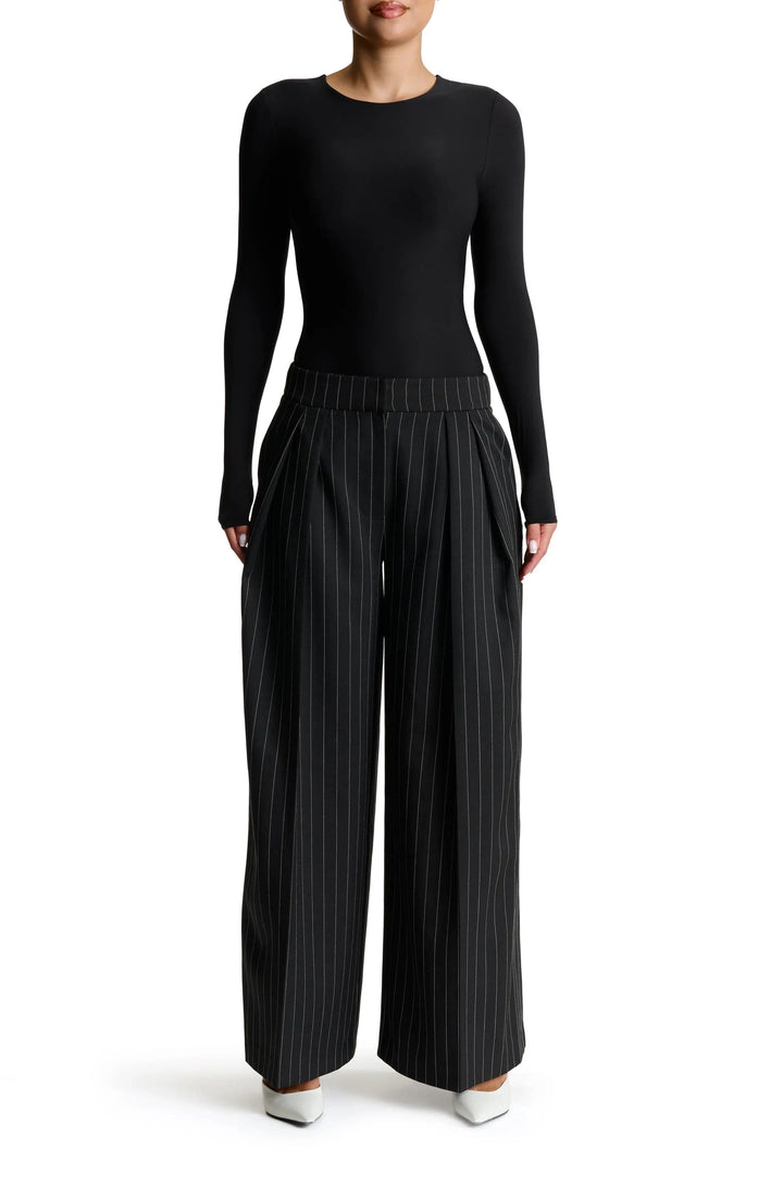 solovedress Black Women Striped Trousers