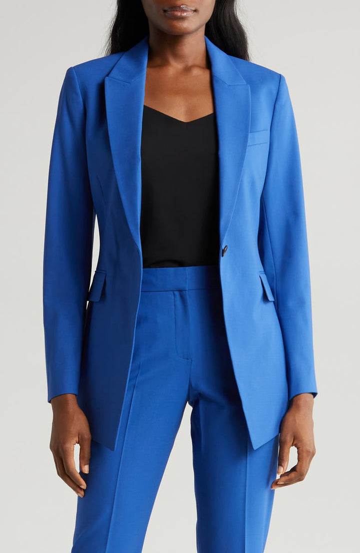 solovedress Blue 2 Pieces Single Buttons Women's Suit (Blazer+Pants)