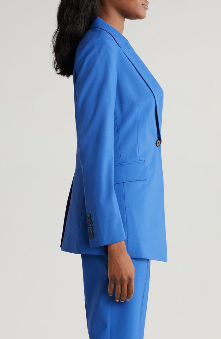 solovedress Blue 2 Pieces Single Buttons Women's Suit (Blazer+Pants)