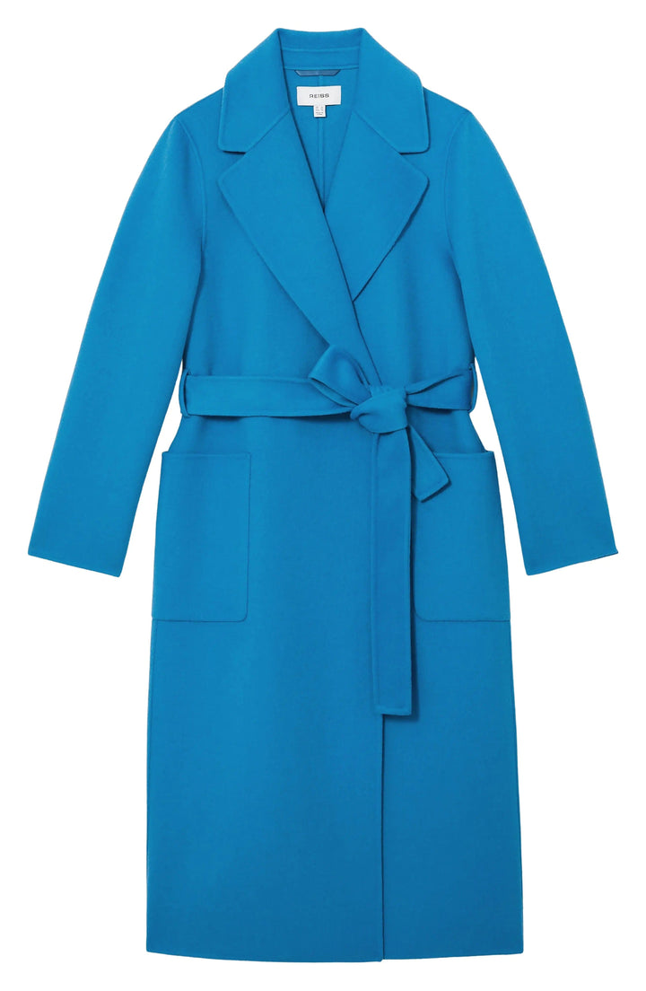 solovedress Blue Tweed Single Button Women Long Coat