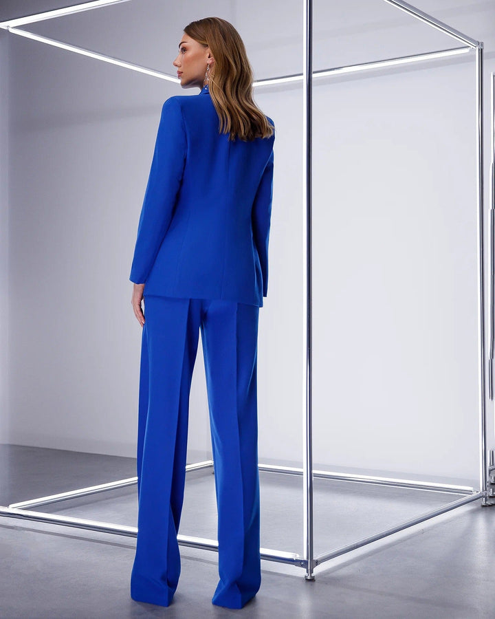 solovedress Blue Women Three Piece Suit Blazer Vest and Pants Set