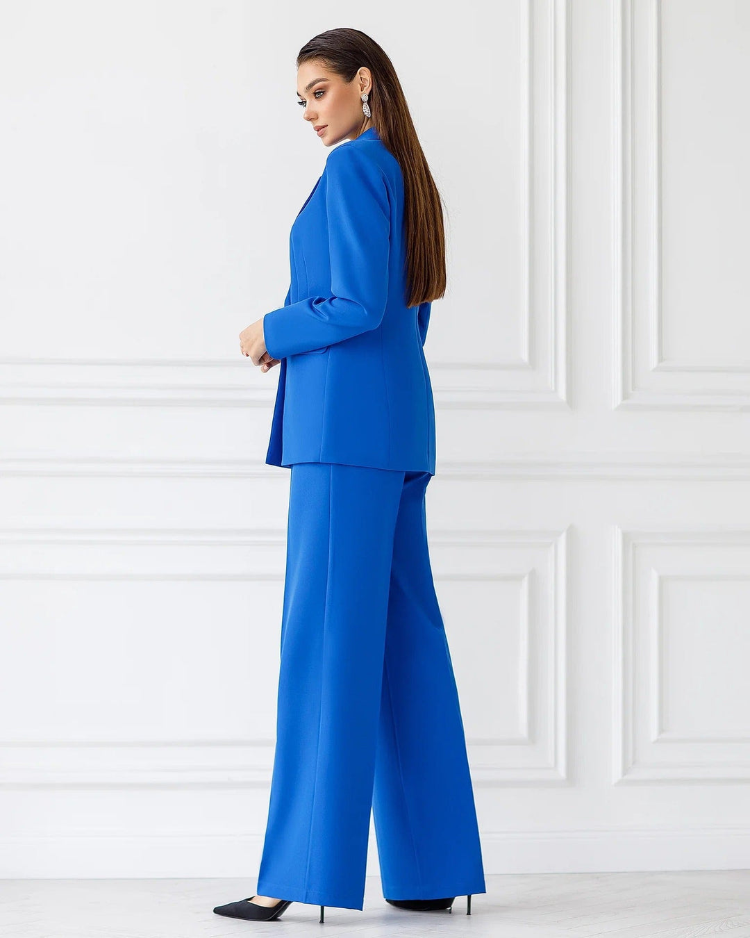 solovedress Blue Women Three Piece Suit Blazer Vest and Pants Set