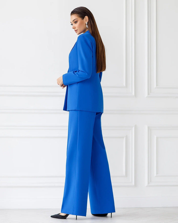 solovedress Blue Women Three Piece Suit Blazer Vest and Pants Set