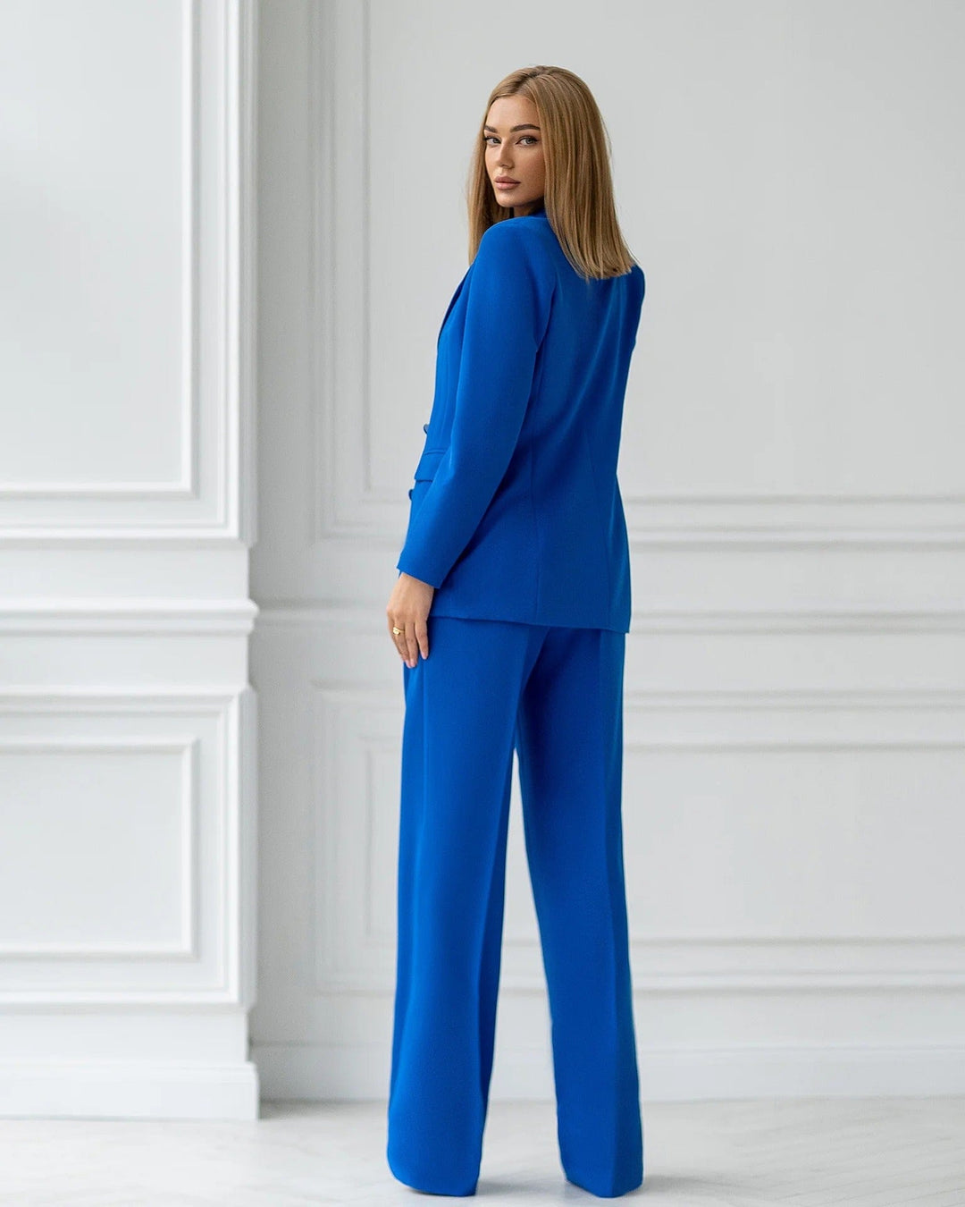 solovedress Blue Women Three Piece Suit Blazer Vest and Pants Set