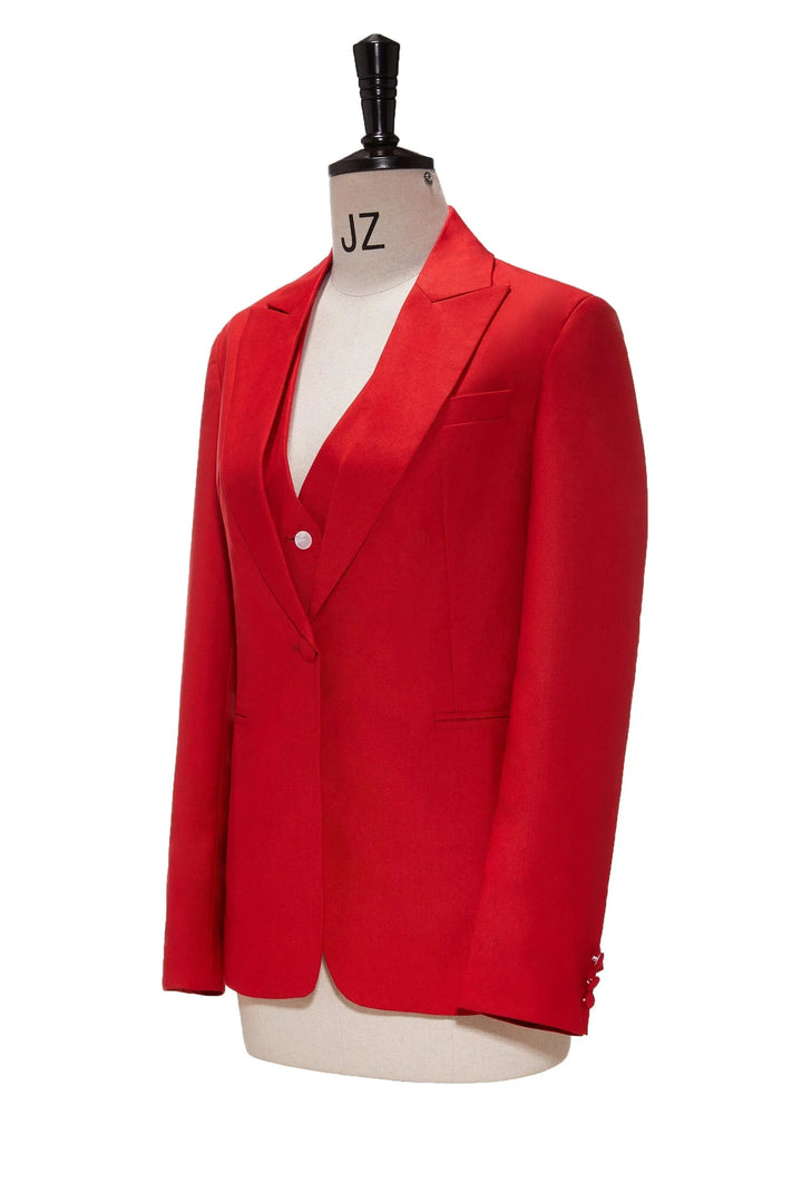 solovedress Business 2 Pieces Flat Peak Lapel Women Suit (Blazer+Vest)