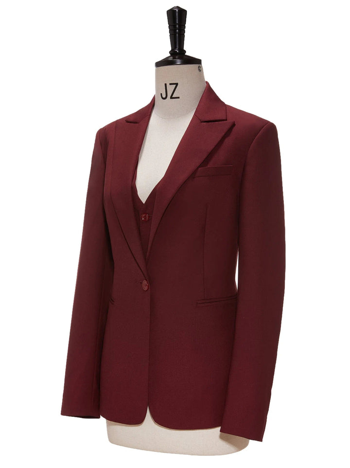 solovedress Business 3 Pieces Flat Peak Lapel Women Suit
