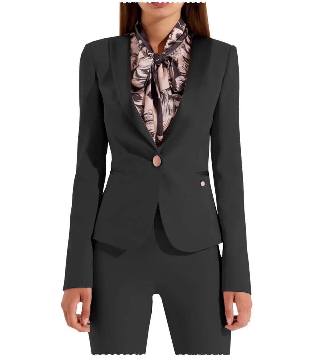 solovedress Business Flat Shawl Lapel 2 Pieces Women Suit