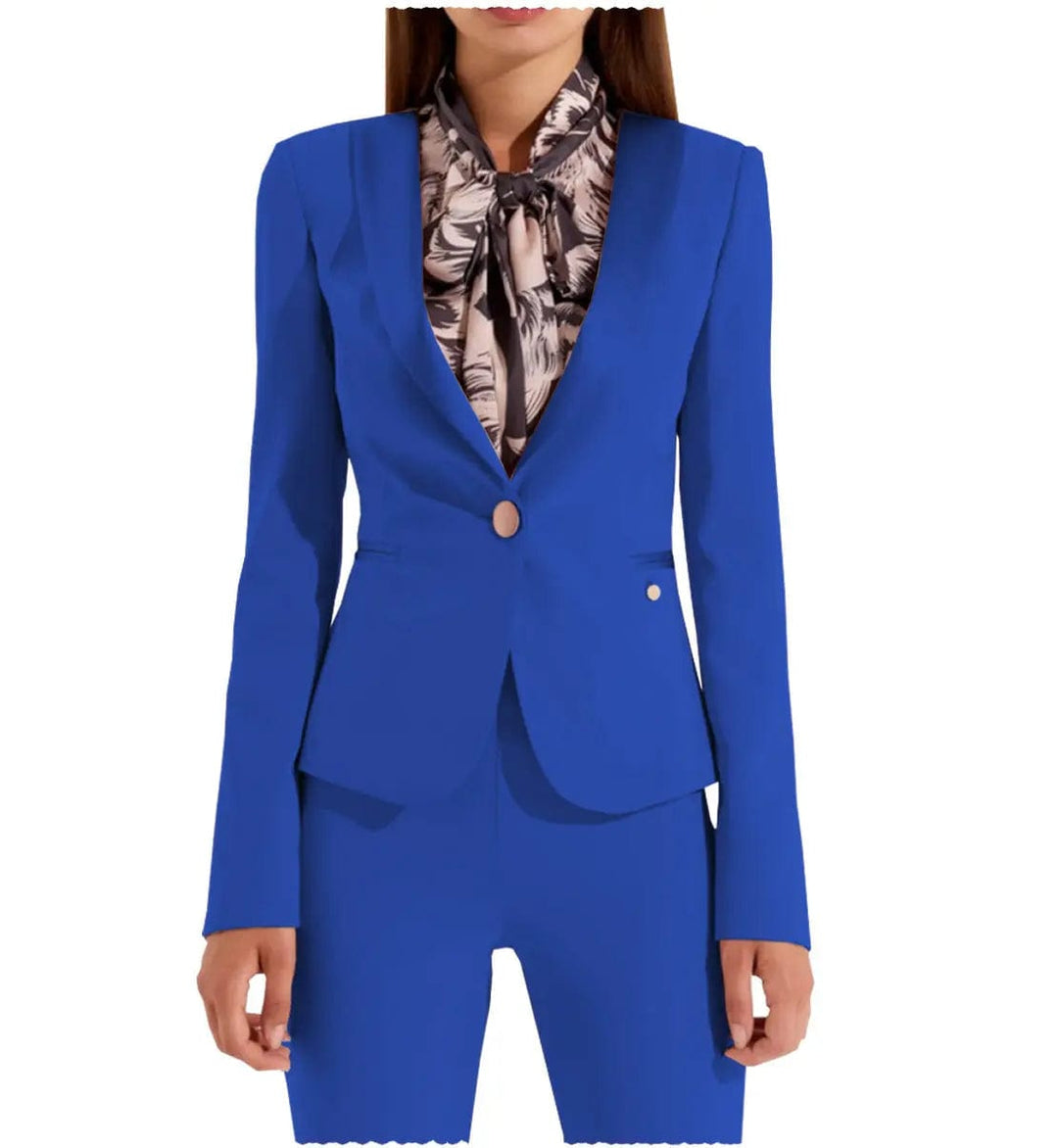 solovedress Business Flat Shawl Lapel 2 Pieces Women Suit