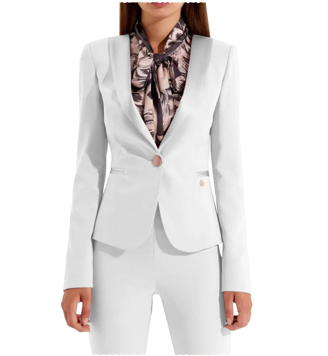 solovedress Business Flat Shawl Lapel 2 Pieces Women Suit