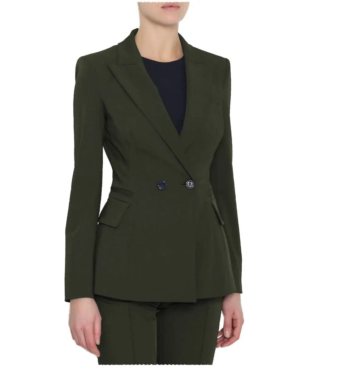 solovedress Business Formal Flat Peak Lapel Blazer 2 Pieces Women Suit