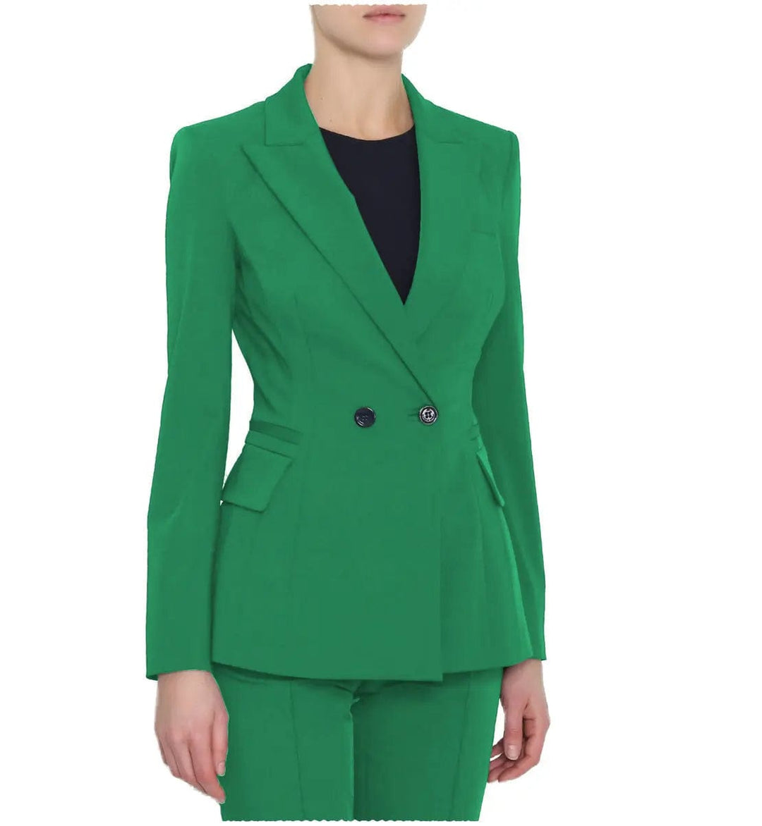 solovedress Business Formal Flat Peak Lapel Blazer 2 Pieces Women Suit