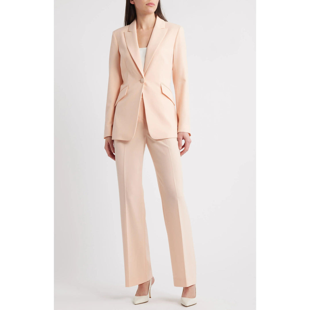 SoloveDress Women's 2 Piece Champagne Solid Suit Peak Lapel Single ... Champagne / US 12
