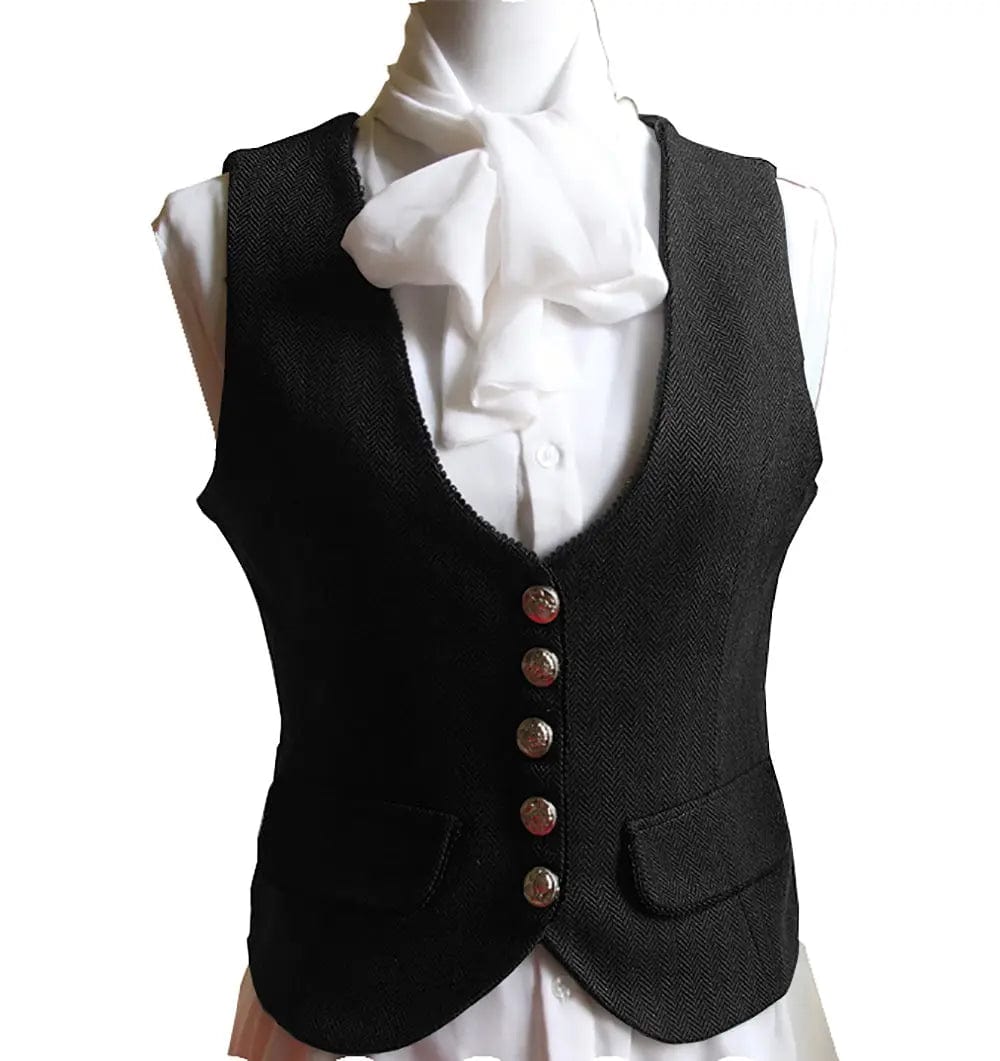 solovedress Classic U Neck Herringbone Women Waistcoat