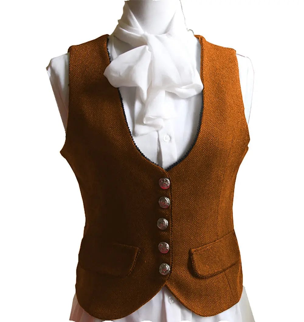 solovedress Classic U Neck Herringbone Women Waistcoat