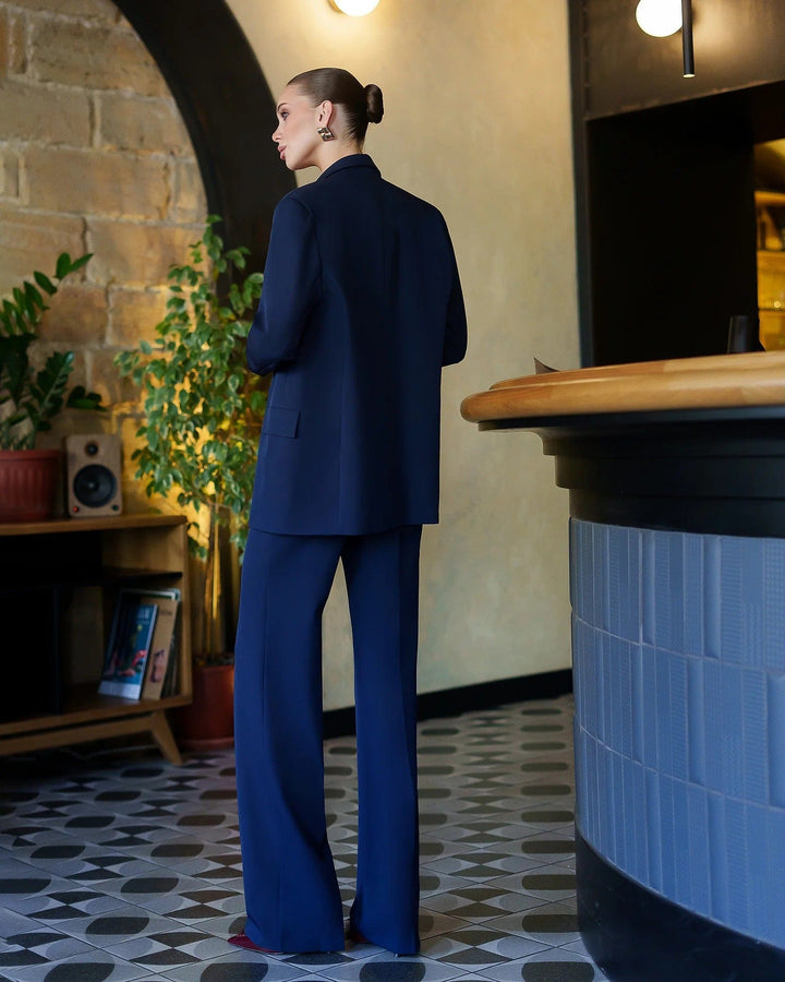 solovedress Elegant Navy Blue Three Piece Suit for Women Including Blazer Vest and Pants