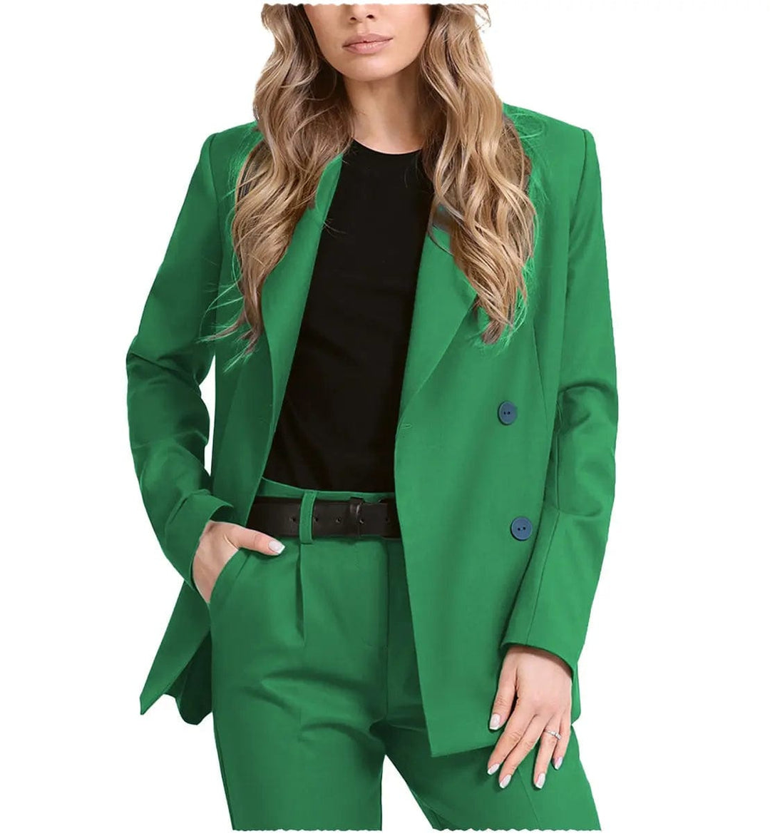 solovedress Fashion 2 Pieces Women Suit Flat Notch Lapel Blazer