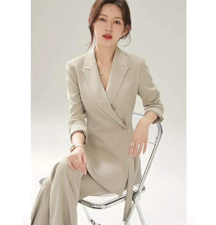 solovedress Fashion Casual Peak Lapel Blazer Slim Fit 2 Pieces Women Suit