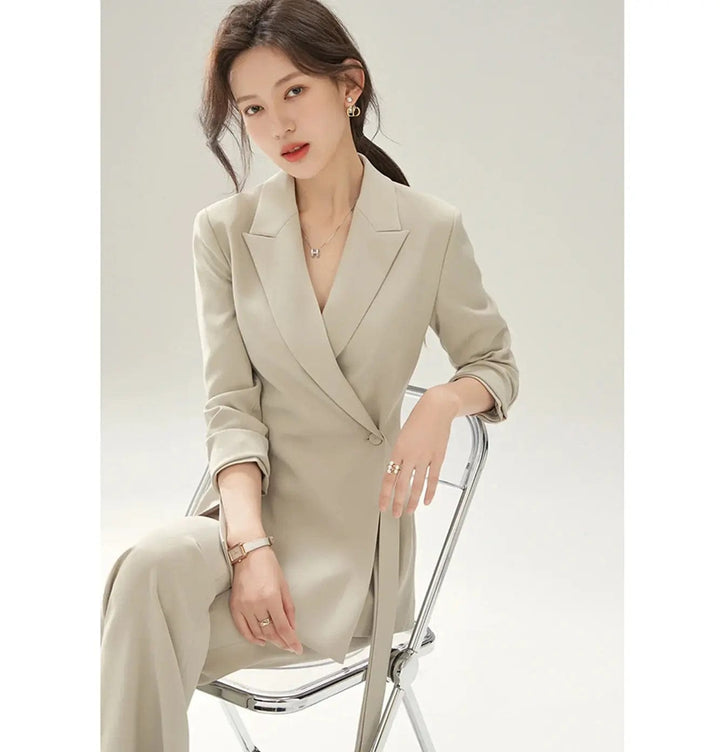 solovedress Fashion Casual Peak Lapel Blazer Slim Fit 2 Pieces Women Suit