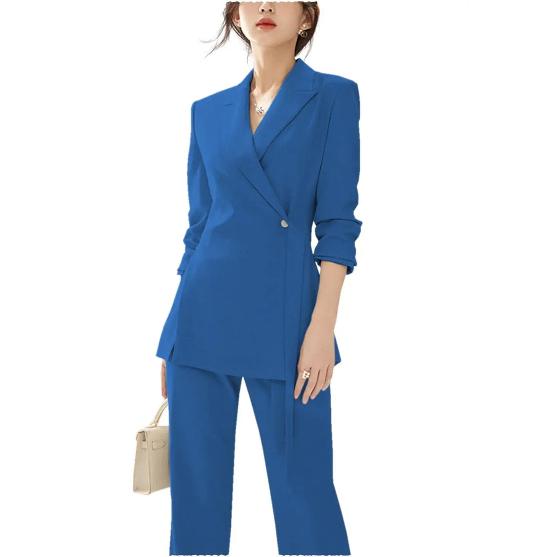 solovedress Fashion Casual Peak Lapel Blazer Slim Fit 2 Pieces Women Suit