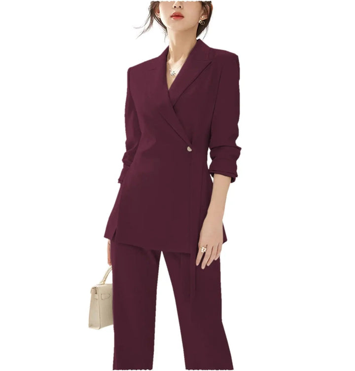 solovedress Fashion Casual Peak Lapel Blazer Slim Fit 2 Pieces Women Suit