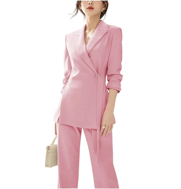 solovedress Fashion Casual Peak Lapel Blazer Slim Fit 2 Pieces Women Suit