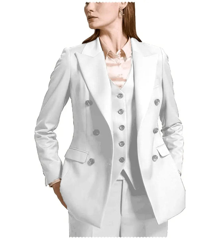solovedress Fashion Flat Peak Lapel 3 Pieces Women Suit (Blazer+vest+Pants)