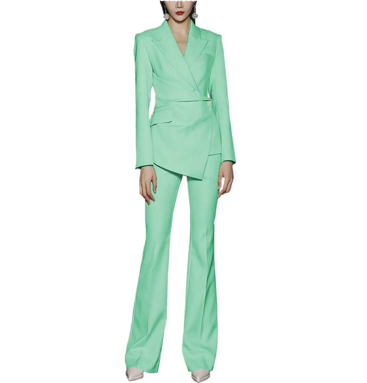 solovedress Fashion Leisure Women Suit Single Buttons Peak Lapel Blazer