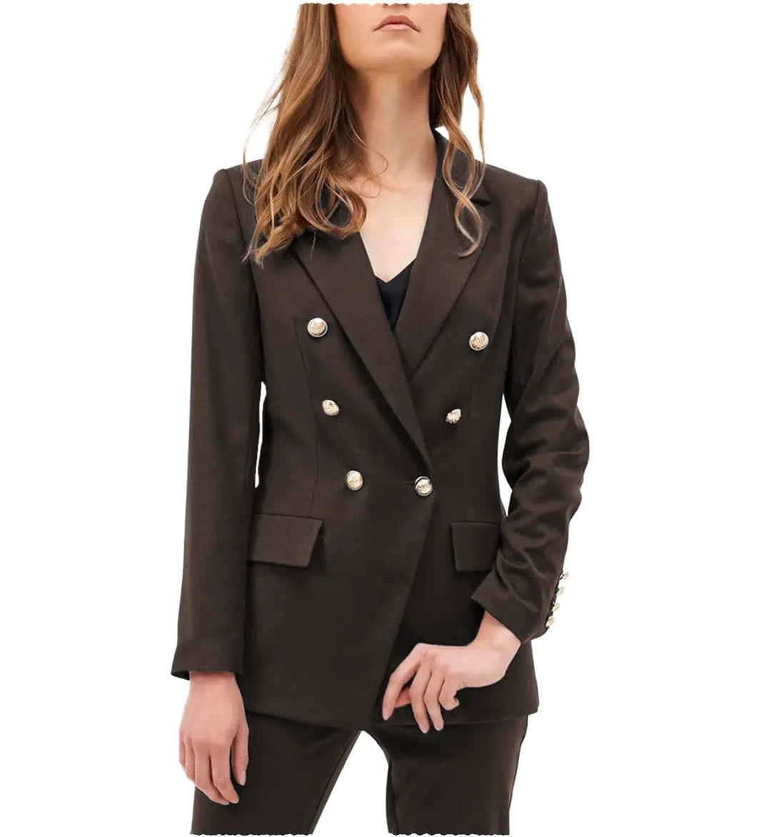 solovedress Fashion Notch Lapel Blazer  Flat 2 Pieces Women Suit