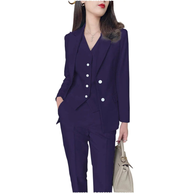 solovedress Fashion Slim Fit 3 Pieces Women Suit Peak Lapel Blazer